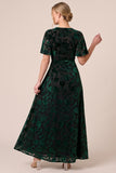 Brown Burnout Velvet V-Neck A Line Maxi Dress with Slit