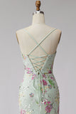 Light Green Embroidered Mermaid Long Prom Dress with Sequins