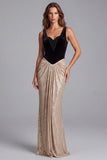 Black and Champagne Mermaid Beaded Sequin Formal Dress