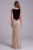 Black and Champagne Mermaid Beaded Sequin Formal Dress