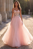 Sweetheart A Line Sequin Pink Prom Dress with Lace-up Back