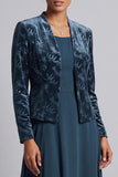 Peacock Blue 2 Piece A Line Long Mother of the Bride Dress with Velvet Jacket