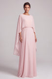 Blush Chiffon Beaded A Line 2 Piece Mother of the Bride Dress with Cape