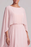 Blush Chiffon Beaded A Line 2 Piece Mother of the Bride Dress with Cape