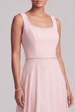 Blush Chiffon Beaded A Line 2 Piece Mother of the Bride Dress with Cape
