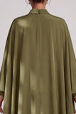 Olive High Neck Sheath Long Mother of the Bride Dress with Cape Sleeves