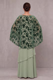 Dusty Sage Tiered Chiffon Mother of the Bride Dress with Cape
