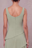 Dusty Sage Tiered Chiffon Mother of the Bride Dress with Cape
