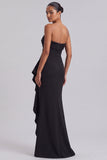 Black Strapless Mermaid Long Formal Dress with Sash