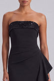 Black Strapless Mermaid Long Formal Dress with Sash