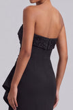 Black Strapless Mermaid Long Formal Dress with Sash