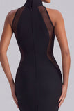 Mermaid Black High Neck Long Formal Dress with Back Slit