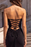 Black Mermaid Sweetheart Rhinestone Long Prom Dress with Slit