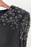 Black Long Sleeve Bateau Neck Mermaid Formal Dress with Rhinestones