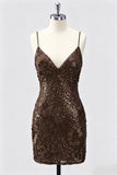 Sequin Bodycon Spaghetti Straps Dark Green Homecoming Dress