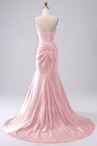 Sparkly Mermaid Sweetheart Corset Long Fuchsia Prom Dress with Slit