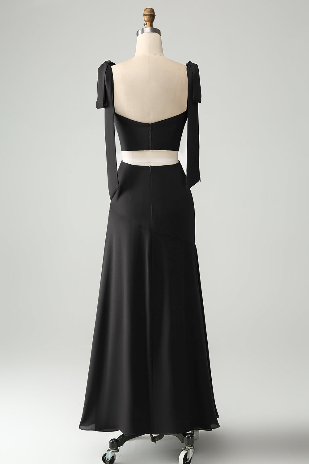 Wedtrend Women Fuchsia Bridesmaid Dress with Slit Spaghetti Straps Corset A Line Wedding Guest Dress, Black / US8