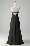 Stylish Yellow A Line Halter Pleated Long Bridesmaid Dress with Flower