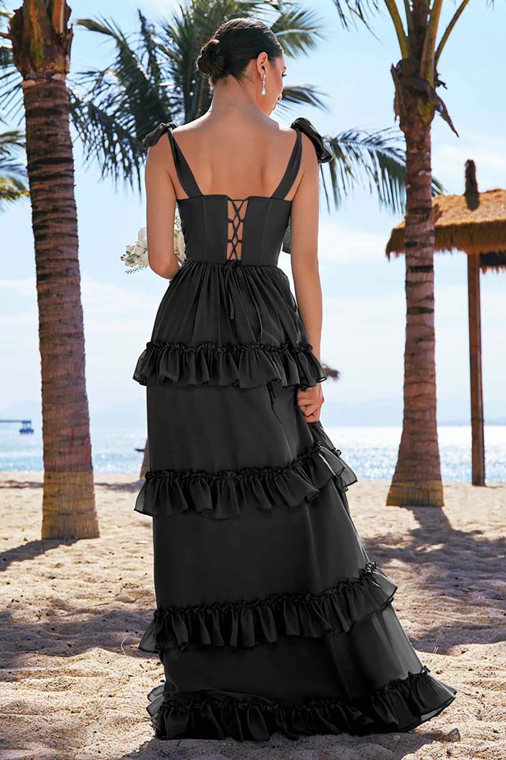 WEDTREND Women Eucalyptus Bridesmaid Dress with Slit Tiered A-Line Bow Tie Straps Corset Chiffon Long Wedding Guest Dress WEDTREND Women Eucalyptus Bridesmaid Dress with Slit Tiered A-Line Bow Tie Straps Corset Chiffon Long Wedding Guest Dress