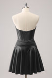 Cute Burgundy A Line Sweetheart Criss Cross Corset Homecoming Dress with Ruffles