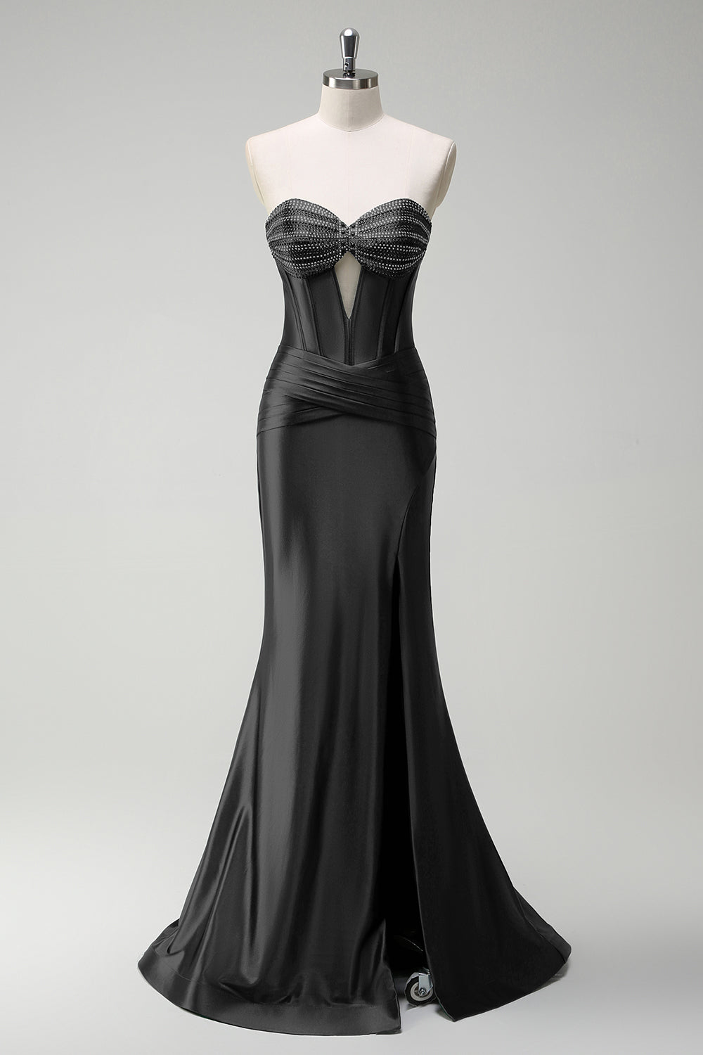 WEDTREND Women Dark Green Prom Dress with Beading Mermaid Removable Straps Slit Corset Cut Out Strapless Formal Dress WEDTREND Women Dark Green Prom Dress with Beading Mermaid Removable Straps Slit Corset Cut Out Strapless Formal Dress