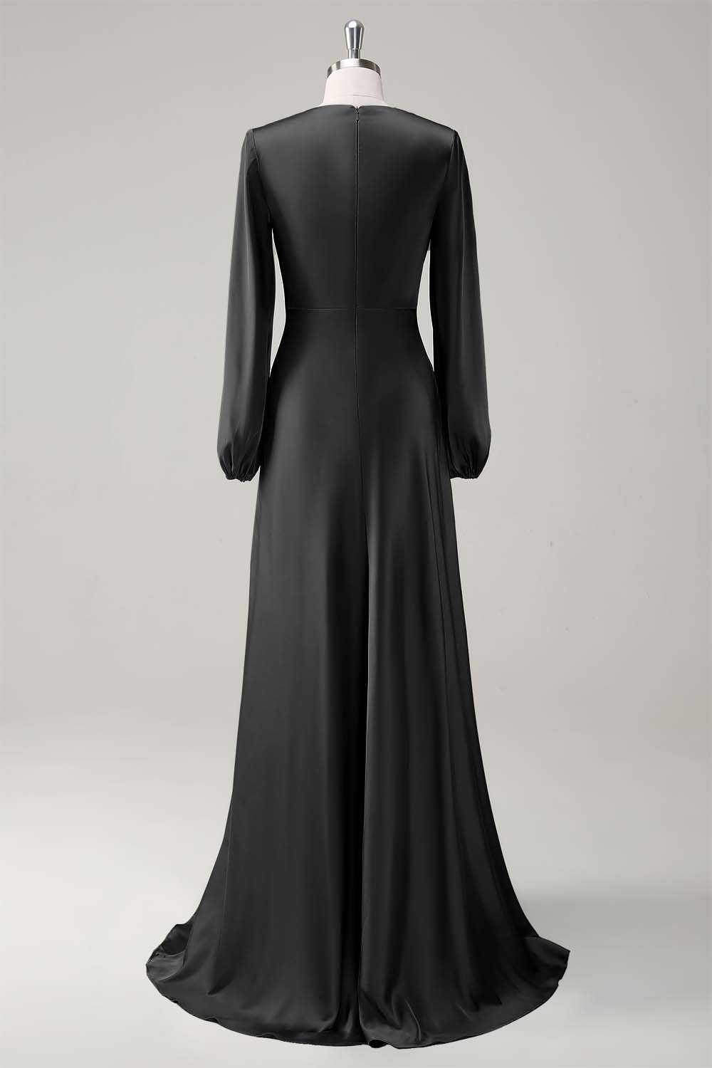 Wedtrend Women Agave Long Bridesmaid Dress with Long Sleeves A Line Round Neck Satin Wedding Party Dress WEDTREND Wedtrend Women Agave Long Bridesmaid Dress with Long Sleeves A Line Round Neck Satin Wedding Party Dress WEDTREND