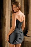 Strapless Bodycon Corset Beaded Homecoming Dress
