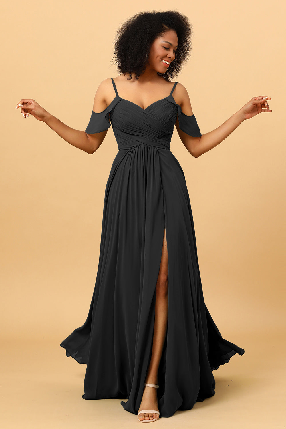 Wedtrend Women A Line Spaghetti Straps Long Chiffon Bridesmaid Dress With Slit WEDTREND Wedtrend Women A Line Spaghetti Straps Long Chiffon Bridesmaid Dress With Slit WEDTREND