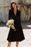 Ivory A-Line Satin V-Neck Courthouse Wedding Dress
