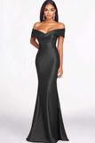 Dusty Sage Mermaid Off The Shoulder Satin Long Formal Dress