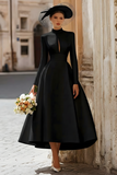 Satin A-Line Ivory Cut Out Midi Courthouse Wedding Dress