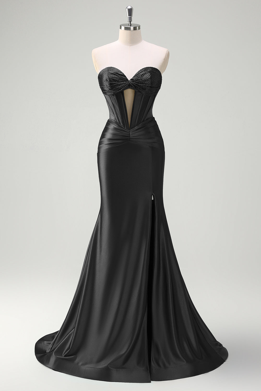 WEDTREND Women Dark Green Beaded Long Prom Dress with Slit Mermaid Strapless Corset Cut Out Evening Party Dress WEDTREND Women Dark Green Beaded Long Prom Dress with Slit Mermaid Strapless Corset Cut Out Evening Party Dress