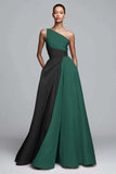 Pink A-Line One Shoulder Ruched Long Formal Dress