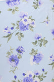 A-Line White Blue Floral Off The Shoulder Tiered Long Bridesmaid Dress