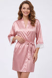 Blush Satin Robe with Lace - Getting Ready Robe for Brides & Bridesmaids