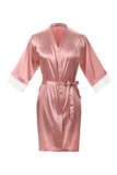 Blush Satin Robe with Lace - Getting Ready Robe for Brides & Bridesmaids