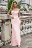 Matcha Sheath Spaghetti Straps Chiffon Floor Length Bridesmaid Dress