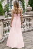 Matcha Sheath Spaghetti Straps Chiffon Floor Length Bridesmaid Dress