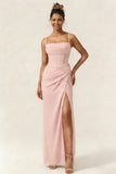 Green Flower Mermaid Corset Chiffon Long Bridesmaid Dress with Slit