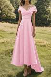 Off The Shoulder Sage Slim Formal Dress with Wide Hem