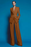Red Notched Lapel 2 Piece Women Suits with Pockets
