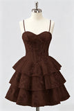 Daffodil A Line Floral Corset Tiered Ruffle Short Homecoming Dress