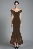 Black Off the Shoulder Mermaid Velvet Long Formal Dress