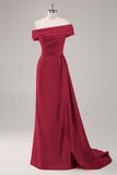 Champagne Mermaid One Shoulder Pleated Long Formal Dress with Side Streamer