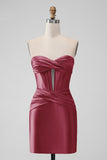 Fuchsia Sweetheart Pleated Corset Short Tight Homecoming Dress