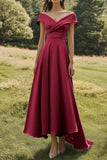 Off The Shoulder Sage Slim Formal Dress with Wide Hem