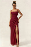 Green Flower Mermaid Corset Chiffon Long Bridesmaid Dress with Slit