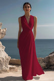 White A Line V-Neck Ruched Engagement Dress