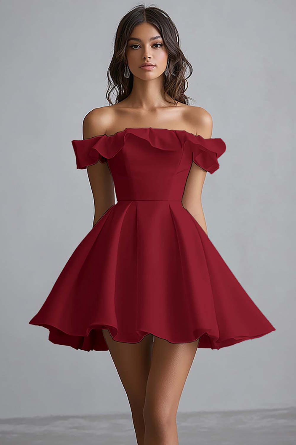 WEDTREND Women White Graduation Dress Off The Shoulder A Line Satin Ruffled Grad Ceremony Dress WEDTREND Women White Graduation Dress Off The Shoulder A Line Satin Ruffled Grad Ceremony Dress