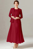 A Line Champagne Chiffon 2-Pieces Mother of the Bride Dress